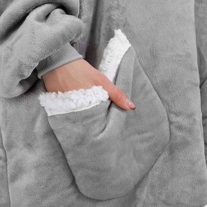 Springos Kocobluza damska oversize koc bluza 2w1 z kapturem ciepła szara UNIWERSALNY 18