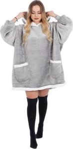 Springos Kocobluza damska oversize koc bluza 2w1 z kapturem ciepła szara UNIWERSALNY 3
