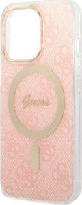 Ładowarka Guess Zestaw Guess etui + ładowarka bezprzewodowa GUBPP13XH4EACSP Apple iPhone 13 Pro Max różowy/pink hard case 4G Print MagSafe 6