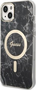 Ładowarka Guess Zestaw Guess etui + ładowarka bezprzewodowa GUBPP14SHMEACSK Apple iPhone 14 czarny/black hard case Marble MagSafe 2