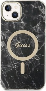 Ładowarka Guess Zestaw Guess etui + ładowarka bezprzewodowa GUBPP14SHMEACSK Apple iPhone 14 czarny/black hard case Marble MagSafe 3