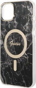Ładowarka Guess Zestaw Guess etui + ładowarka bezprzewodowa GUBPP14SHMEACSK Apple iPhone 14 czarny/black hard case Marble MagSafe 6