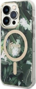Ładowarka Guess Zestaw Guess etui + ładowarka bezprzewodowa GUBPP14XHJEACSA Apple iPhone 14 Pro Max zielony/green hard case Jungle MagSafe 2