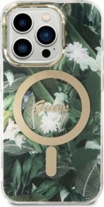 Ładowarka Guess Zestaw Guess etui + ładowarka bezprzewodowa GUBPP14XHJEACSA Apple iPhone 14 Pro Max zielony/green hard case Jungle MagSafe 3