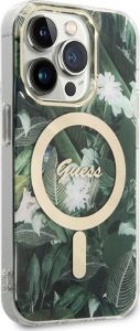 Ładowarka Guess Zestaw Guess etui + ładowarka bezprzewodowa GUBPP14XHJEACSA Apple iPhone 14 Pro Max zielony/green hard case Jungle MagSafe 4
