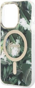 Ładowarka Guess Zestaw Guess etui + ładowarka bezprzewodowa GUBPP14XHJEACSA Apple iPhone 14 Pro Max zielony/green hard case Jungle MagSafe 6
