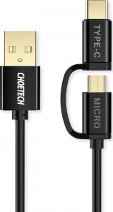 Kabel USB Choetech USB-A - microUSB + USB-C 1.2 m Czarny (XAC-0012-101BK) 1