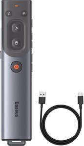 Baseus Wielofunkcyjny pilot Baseus Orange Dot do prezentacji, z czerwonym wskaźnikiem laserowym, akumulatorowy (szary) 3