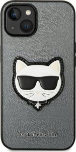 Karl Lagerfeld Etui Karl Lagerfeld KLHCP14SSAPCHG Apple iPhone 14 hardcase srebrny/silver Saffiano Choupette Head Patch 1