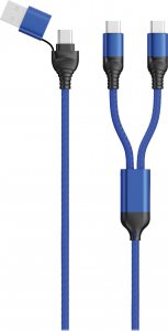 Kabel USB 2GO USB-A + USB-C - 2x USB-C 1.2 m Niebieski (797366) 1