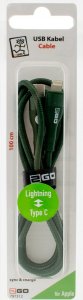 Kabel USB 2GO Lightning - USB-C 1 m Zielony (797312) 2