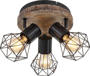 Lampa sufitowa Globo Lampa sufitowa Priska 54017W-3 hygge regulowana drewno czarna 1