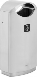 Kosz na śmieci Ulsonix Kosz na śmieci odpady miejski zewnętrzny z daszkiem otwierany STAL 68 l srebrny Kosz na śmieci odpady miejski zewnętrzny z daszkiem otwierany STAL 68 l srebrny 2