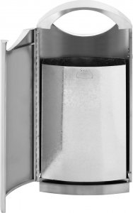 Kosz na śmieci Ulsonix Kosz na śmieci odpady miejski zewnętrzny z daszkiem otwierany STAL 68 l srebrny Kosz na śmieci odpady miejski zewnętrzny z daszkiem otwierany STAL 68 l srebrny 3