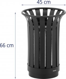 Kosz na śmieci Ulsonix Kosz na odpady śmieci miejski zewnętrzny okrągły z żelaza 23 l czarny Kosz na odpady śmieci miejski zewnętrzny okrągły z żelaza 23 l czarny 7
