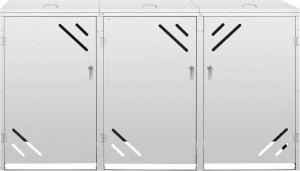 Ulsonix Osłona obudowa kosza kubła na śmieci potrójna z ukośnymi otworami STAL 3x 240 l Osłona obudowa kosza kubła na śmieci potrójna z ukośnymi otworami STAL 3x 240 l 5