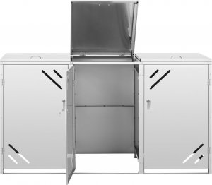 Ulsonix Osłona obudowa kosza kubła na śmieci potrójna z ukośnymi otworami STAL 3x 240 l Osłona obudowa kosza kubła na śmieci potrójna z ukośnymi otworami STAL 3x 240 l 6