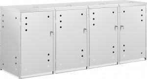 Ulsonix Osłona obudowa kosza kubła na śmieci poczwórna z okrągłymi otworami STAL 4x 240 l Osłona obudowa kosza kubła na śmieci poczwórna z okrągłymi otworami STAL 4x 240 l 2