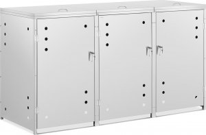 Ulsonix Osłona obudowa kosza kubła na śmieci potrójna z okrągłymi otworami STAL 3x 240 l Osłona obudowa kosza kubła na śmieci potrójna z okrągłymi otworami STAL 3x 240 l 2