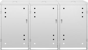 Ulsonix Osłona obudowa kosza kubła na śmieci potrójna z okrągłymi otworami STAL 3x 240 l Osłona obudowa kosza kubła na śmieci potrójna z okrągłymi otworami STAL 3x 240 l 5