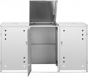 Ulsonix Osłona obudowa kosza kubła na śmieci potrójna z okrągłymi otworami STAL 3x 240 l Osłona obudowa kosza kubła na śmieci potrójna z okrągłymi otworami STAL 3x 240 l 6