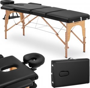 Physa Stół łóżko do masażu składane szerokie z drewnianym stelażem DINAN BLACK - czarne Stół łóżko do masażu składane szerokie z drewnianym stelażem DINAN BLACK - czarne 1