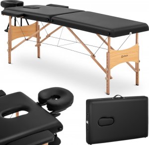 Physa Stół łóżko do masażu składane szerokie z drewnianym stelażem VANNES BLACK - czarne Stół łóżko do masażu składane szerokie z drewnianym stelażem VANNES BLACK - czarne 1