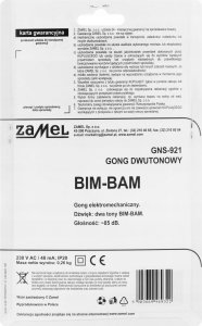 Zamel Dzwonek / gong dwutonowy Zamel Sundi SUN10000484 GNT-921-CZN BIM-BAM 8V czarny 8
