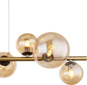 Lampa wisząca Globoeasterneurope Globo Riha 56135-9H lampa wisząca zwis 9x3,5W G9 LED 3000K złota/bursztynowa 5