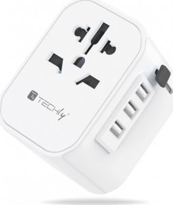 Techly Techly Adapter Podróżny Wtyków Zasilania EU/UK/USA Ładowarka 3x USB 1