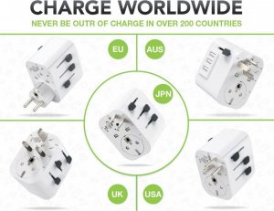 Techly Techly Adapter Podróżny Wtyków Zasilania EU/UK/USA Ładowarka 3x USB 4