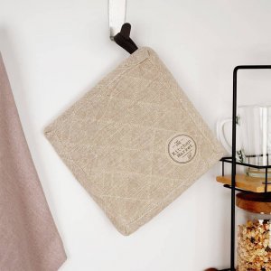Excellent Houseware Łapka kuchenna ochronna bawełniana beżowa / podkładka pod garnek 2