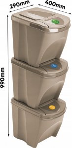 Prosperplast Komplet Koszy Na Śmieci ECO SET3 Naturo ECO 3X25L... 2