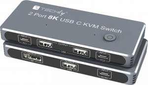 Przełącznik Techly TECHLY KVM USB-C Switch 8K DisplayPort 1.4 2xUSB-C 3xUSB 2.0 (365528) - 46280610 1