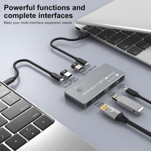 Przełącznik Techly TECHLY KVM USB-C Switch 8K DisplayPort 1.4 2xUSB-C 3xUSB 2.0 (365528) - 46280610 2