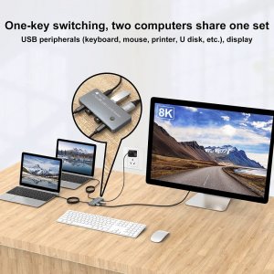 Przełącznik Techly TECHLY KVM USB-C Switch 8K DisplayPort 1.4 2xUSB-C 3xUSB 2.0 (365528) - 46280610 3