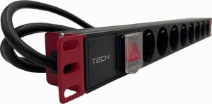 Techly Listwa zasilająca Rack 1U 8x Schuko, włącznik, kabel C14 2m 2