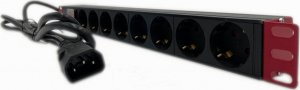 Techly Listwa zasilająca Rack 1U 8x Schuko, włącznik, kabel C14 2m 3