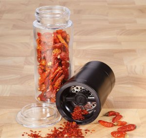 Młynek do przypraw Zassenhaus Młynek do chili śred. 5,5 x 17 cm stal nierdzewna/szkło czarny 3