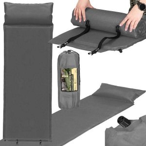 Springos Mata samopompująca 186 cm z poduszką mata turystyczna biwakowa z pokrowcem szara UNIWERSALNY 2