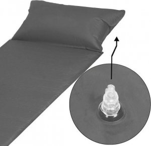 Springos Mata samopompująca 186 cm z poduszką mata turystyczna biwakowa z pokrowcem szara UNIWERSALNY 36