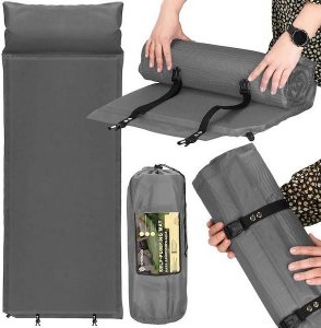 Springos Mata samopompująca 186 cm z poduszką mata turystyczna biwakowa z pokrowcem szara UNIWERSALNY 4