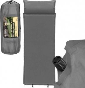 Springos Mata samopompująca 186 cm z poduszką mata turystyczna biwakowa z pokrowcem szara UNIWERSALNY 5