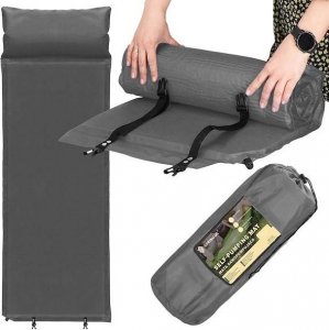 Springos Mata samopompująca 186 cm z poduszką mata turystyczna biwakowa z pokrowcem szara UNIWERSALNY 8