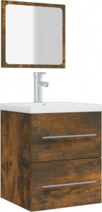 vidaXL Szafka łazienkowa z lustrem, przydymiony dąb, 41x38,5x48 cm 4