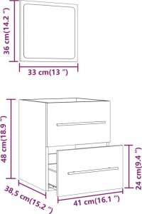 vidaXL Szafka łazienkowa z lustrem, przydymiony dąb, 41x38,5x48 cm 9
