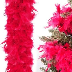 Springos Boa z piór naturalnych 180 cm łańcuch na choinkę, ozdoba świąteczna czerwony UNIWERSALNY 1