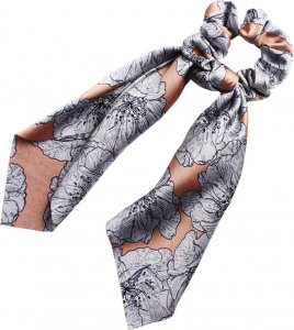 eCarla ECarla Gumka-apaszka do włosów scrunchie - długa szaro-złota 1szt 1
