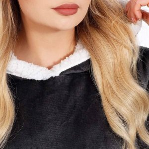 Springos Kocobluza damska oversize koc bluza 2w1 z kapturem ciepła grafitowa UNIWERSALNY 15