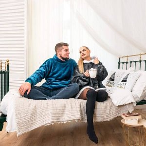 Springos Kocobluza damska oversize koc bluza 2w1 z kapturem ciepła grafitowa UNIWERSALNY 2